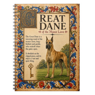 Great Dane, Medieval Bestiary Art Notebook