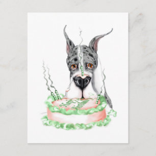 Great Dane Merle Birthday Cake Invitation