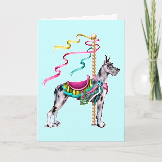 Great Dane Merle Carousel - Customized Card (Front)