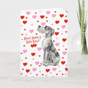Great Dane Merle UC Valentine's Day Kiss Holiday Card