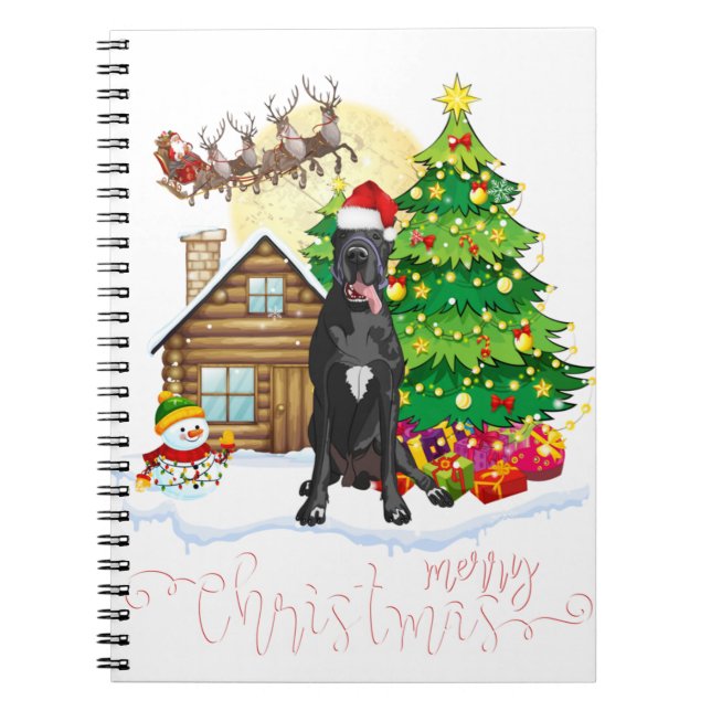 Great dane merry christmas dog lover notebook (Front)