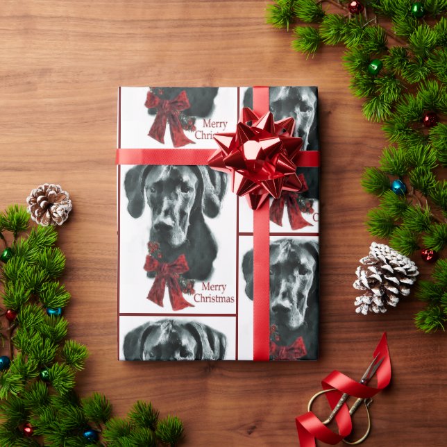 Great Dane Merry Christmas Wrapping Paper (Holiday Gift)