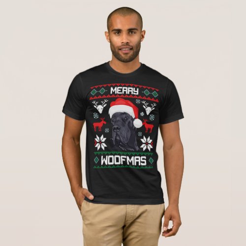 Great Dane Merry Woofmas Christmas T_Shirt
