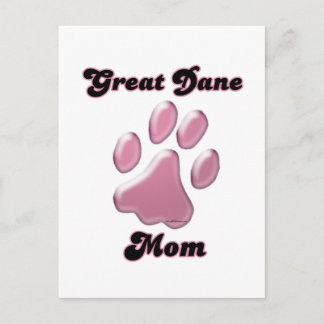 Great Dane Mom Pink Pawprint Postcard