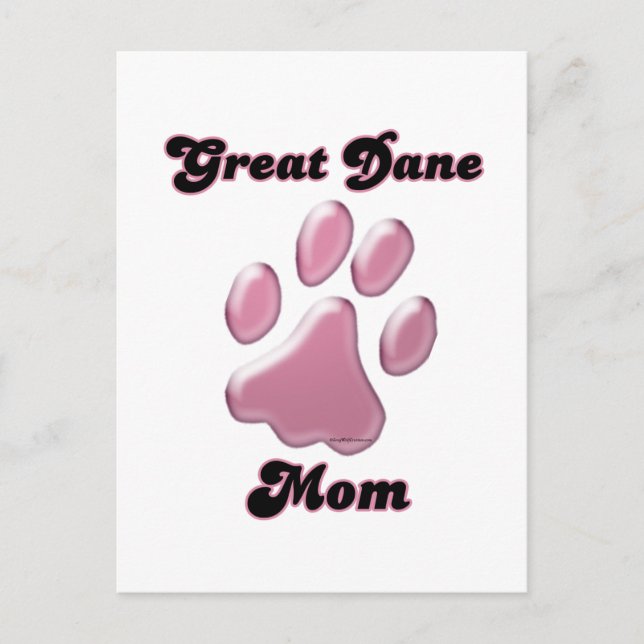 Great Dane Mom Pink Pawprint  Postcard (Front)