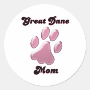 Great Dane Mom Pink Pawprint - Sticker
