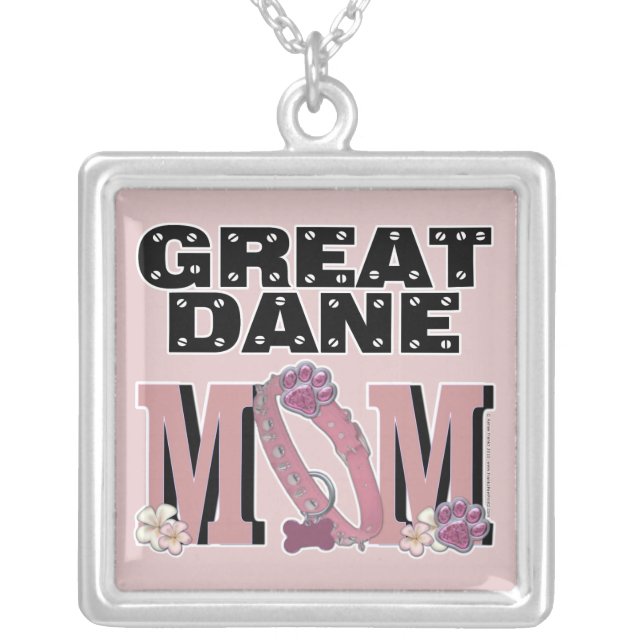 Great Dane MOM Silver Plated Necklace (Front)