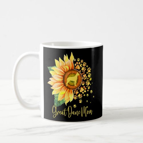Great Dane Mom Sunflower Dog Paw Mother s Day 2023 Coffee Mug