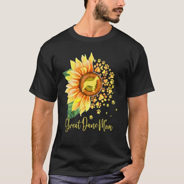 Great Dane Mom Sunflower Dog Paw Mother s Day 2023 T-Shirt (Front)