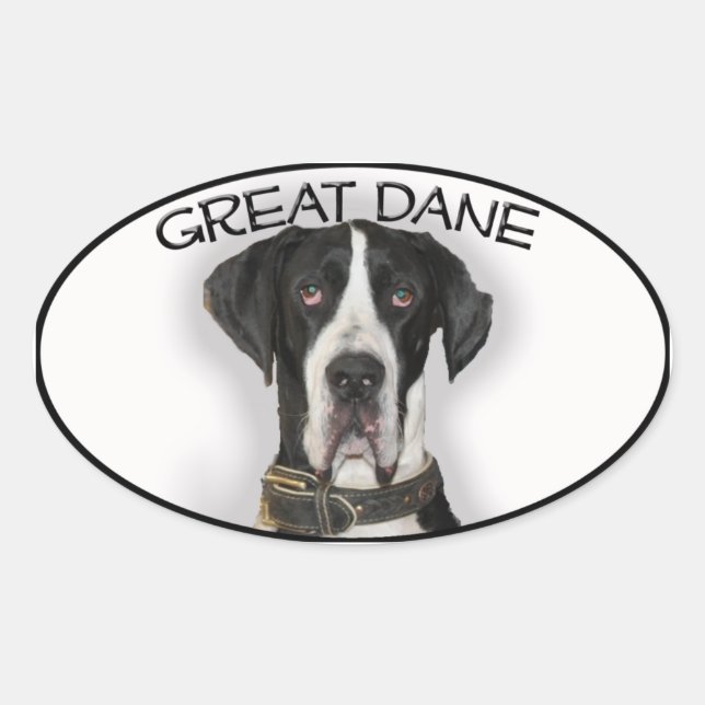 Great Dane - Natural Ears Oval Sticker (Front)