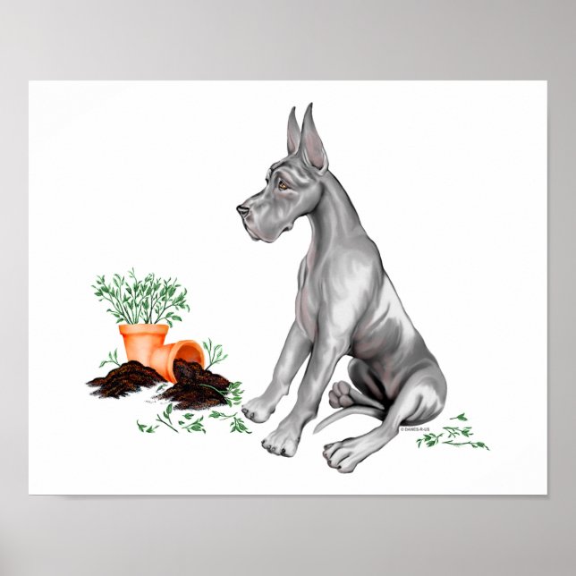 Great Dane Naughty Pup Black Poster (Front)