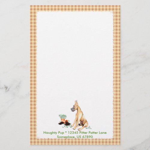 Great Dane Naughty Pup Fawn Stationery