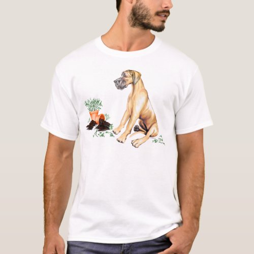 Great Dane Naughty Pup Fawn UC T_Shirt