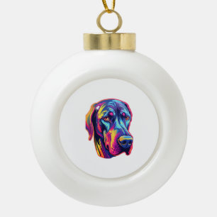 Great Dane Neon Design Ceramic Ball Christmas Ornament