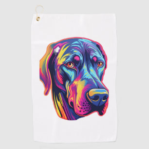 Great Dane Neon Design   Golf Towel