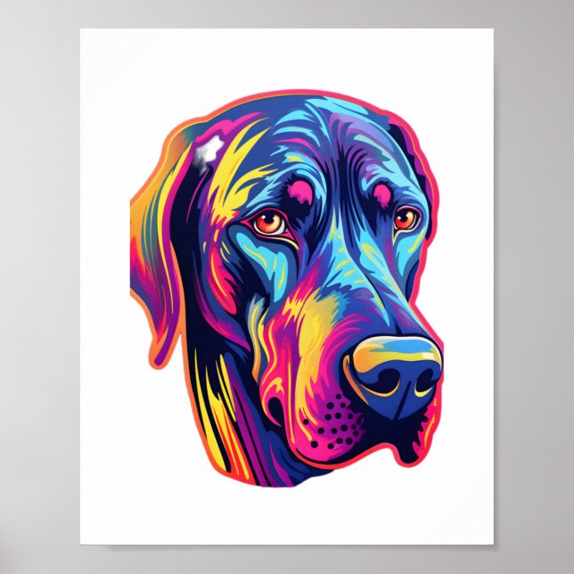 Great Dane Neon Design   Poster (Front)