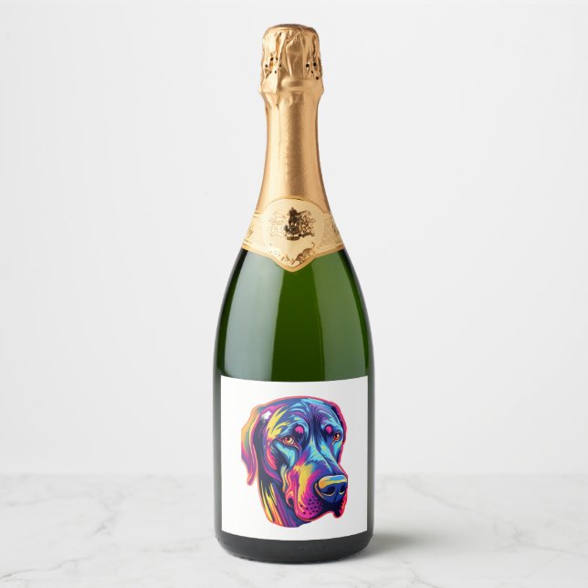Great Dane Neon Design   Sparkling Wine Label (Front)
