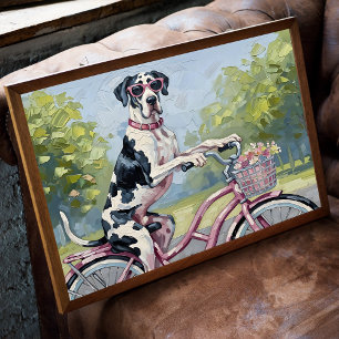 Great Dane On A Bicycle Wall Art Poster Print