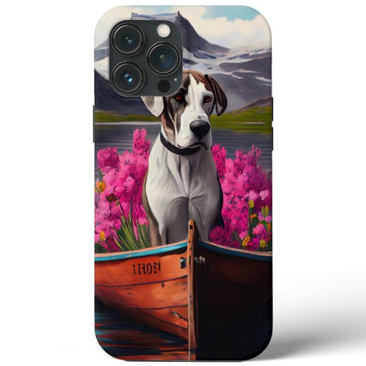 Great Dane on a Paddle: A Scenic Adventure iPhone 13 Pro Max Case