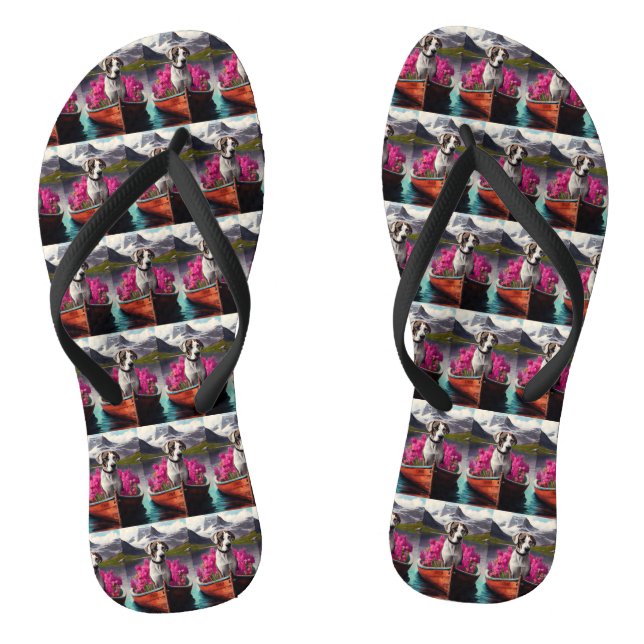 Great Dane on a Paddle: A Scenic Adventure Flip Flops (Footbed)
