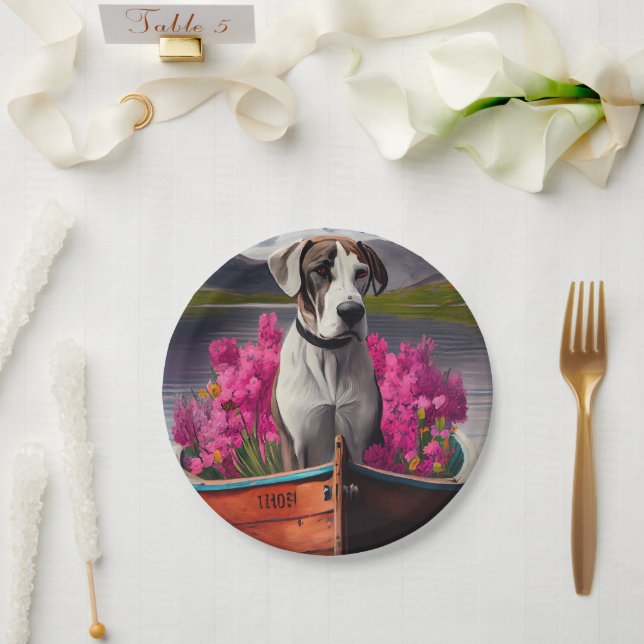 Great Dane on a Paddle: A Scenic Adventure Paper Plates (Wedding)
