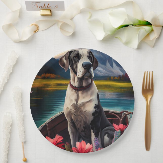 Great Dane on a Paddle: A Scenic Adventure Paper Plates (Wedding)