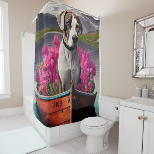 Great Dane on a Paddle A Scenic Adventure Shower Curtain