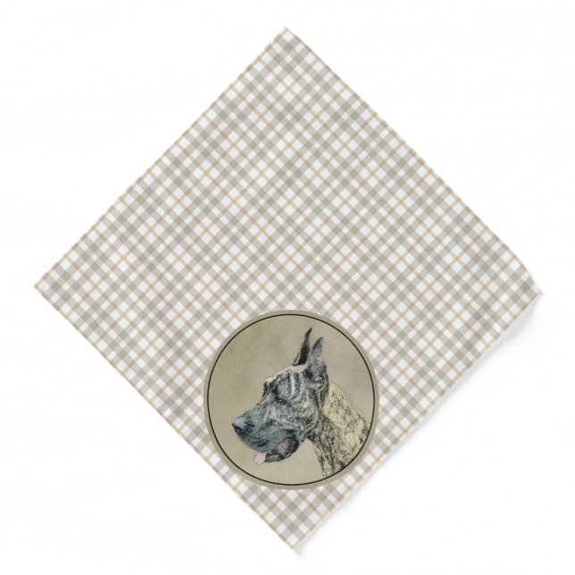 Great Dane Painting Brindle Original Pet Dog Art Bandana (Front)