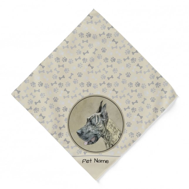 Great Dane Painting Brindle Original Pet Dog Art Bandana (Front)