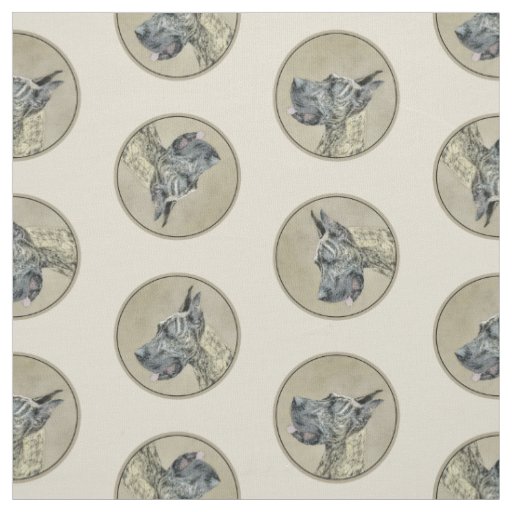 Great Dane Painting Brindle Original Pet Dog Art Fabric