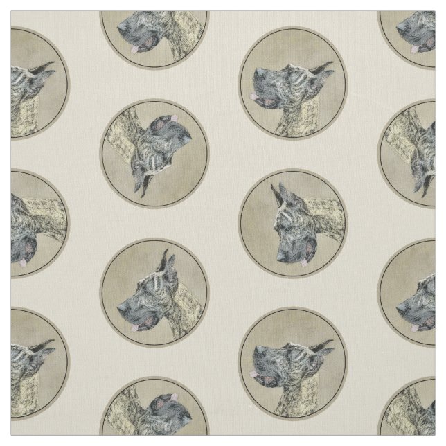 Great Dane Painting Brindle Original Pet Dog Art Fabric (Swatch)