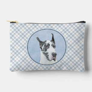 Great Dane Painting Harlequin Original Pet Dog Art Accessory Pouch