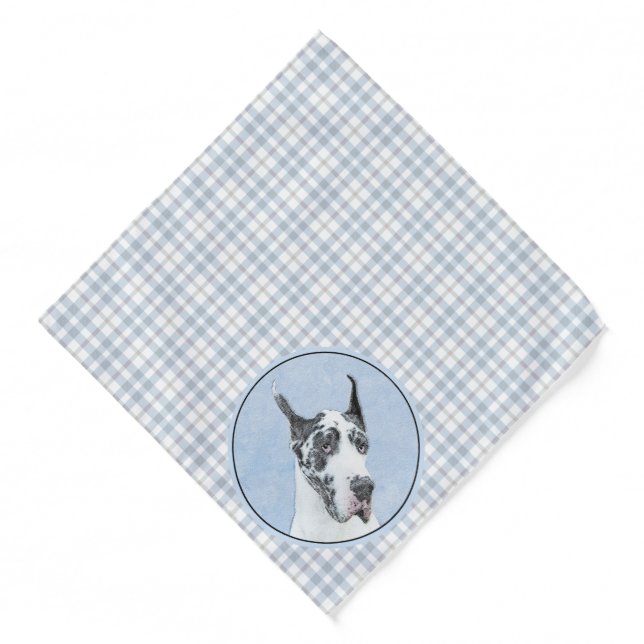 Great Dane Painting Harlequin Original Pet Dog Art Bandana (Front)