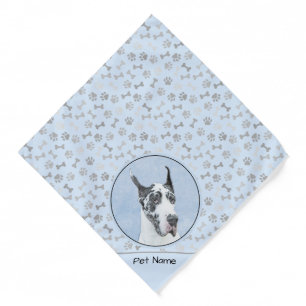 Great Dane Painting Harlequin Original Pet Dog Art Bandana