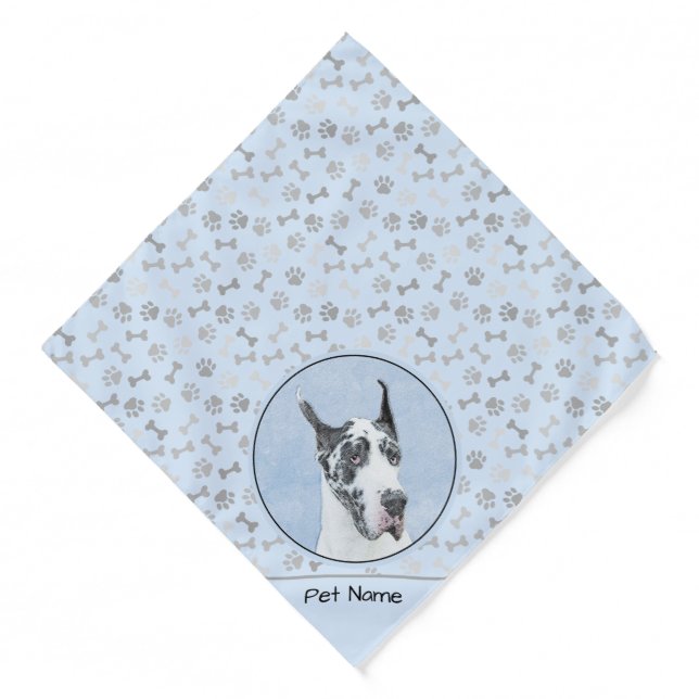 Great Dane Painting Harlequin Original Pet Dog Art Bandana (Front)