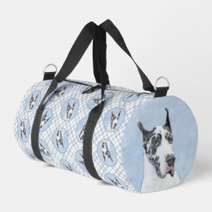 Great Dane Painting Harlequin Original Pet Dog Art Duffle Bag