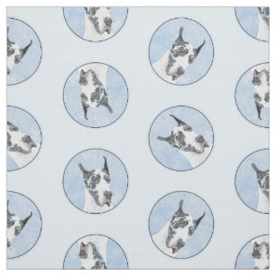 Great Dane Painting Harlequin Original Pet Dog Art Fabric
