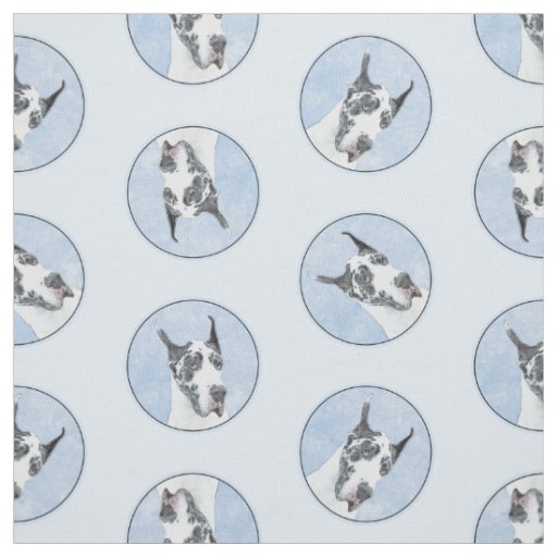 Great Dane Painting Harlequin Original Pet Dog Art Fabric