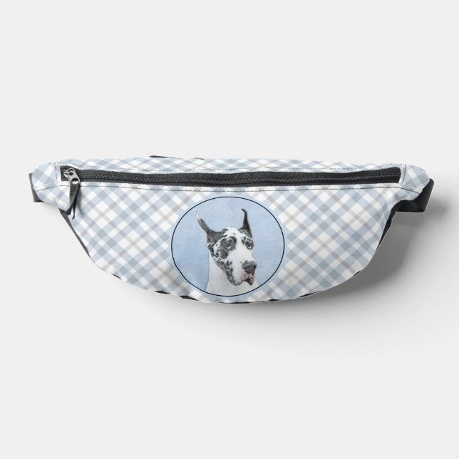 Great Dane Painting Harlequin Original Pet Dog Art Fanny Pack (Lay Down)