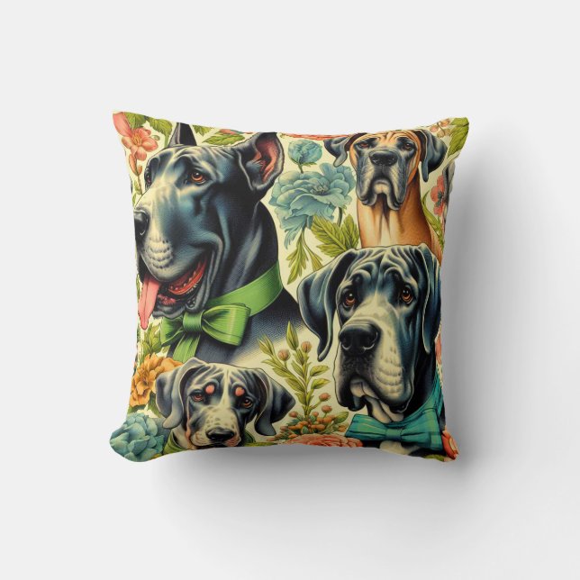 Great Dane Painting Throw Pillow (Front)