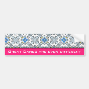 Great Dane pattern and Text black white pink Bumper Sticker