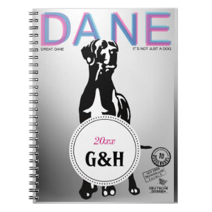 Great Dane pattern monogrammed and special magazin Notebook