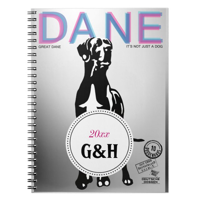 Great Dane pattern monogrammed and special magazin Notebook (Front)