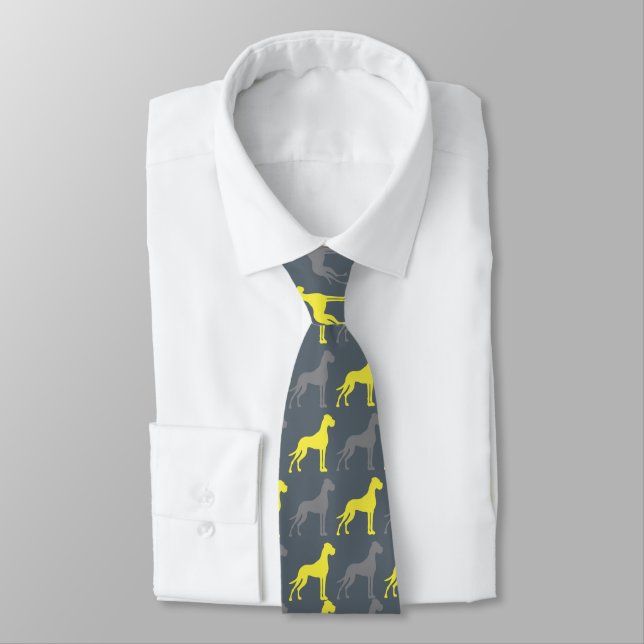 Great Dane Pattern Neck Tie (Tied)