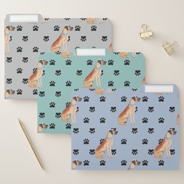 Great Dane Paw Prints Pattern File Folder (Set)