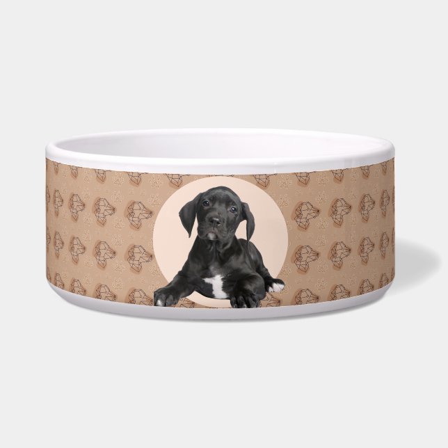 Great Dane Personalized Photo & Name Dog Bowl (Front)