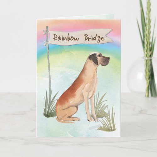 Great Dane Pet Sympathy Over Rainbow Bridge Card