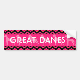 Great Dane pink black silhouettes Art Nouveau Bumper Sticker