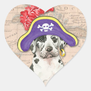 Great Dane Pirate Heart Sticker