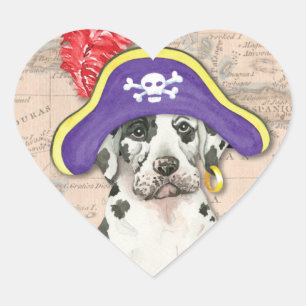 Great Dane Pirate Heart Sticker